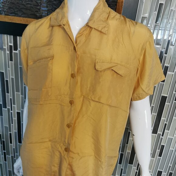 Style My Way Yellow Button Front Silk Blouse – Size Smail 0184 - Picture 1 of 5